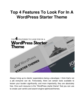 Top 4 Features To Look For In A WordPress Starter Theme