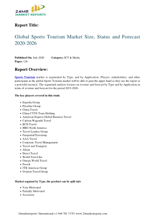 Sports Tourism Market Size, Status and Forecast 2020-2026