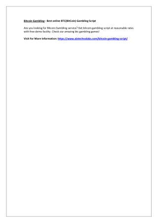 Bitcoin Gambling - Best online BTC(BitCoin) Gambling Script