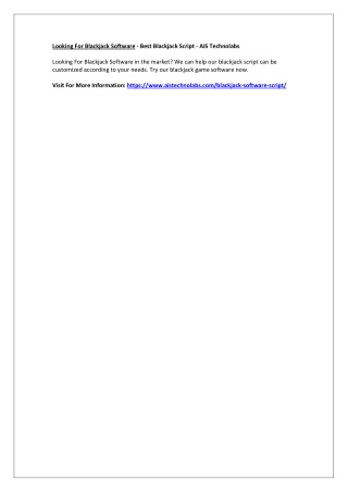 Looking For Blackjack Software - Best Blackjack Script - AIS Technolabs