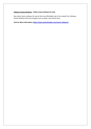 Software Casino Solutions - Online Casino Software for Sale