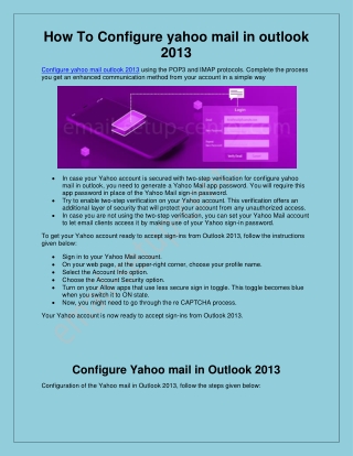 Configure Yahoo Mail In Outlook 2013