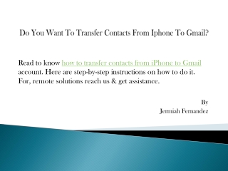 Do You Want To Transfer Contacts From Iphone To Gmail?