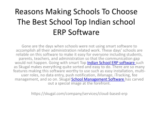 Reasons Making Schools To Choose The Best School Top Indian school ERP Software