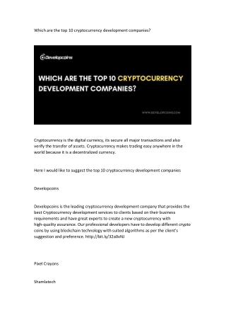 Which are the top 10 cryptocurrency development companies?