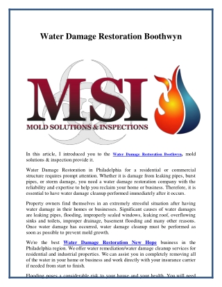 Water Damage Restoration Boothwyn