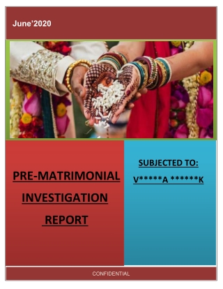 Complete Overview Report of a Successful Pre Matrimonial Investigation