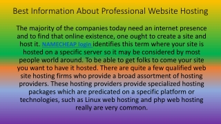 Best Information About Professional Website Hosting