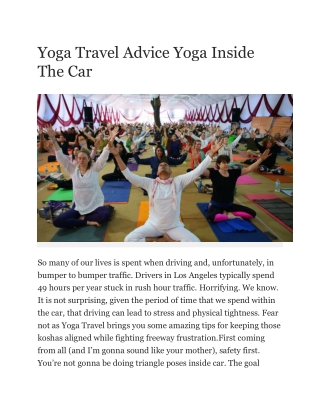 Yoga Travel Advice Yoga Inside The Car