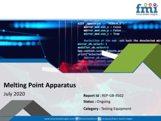 Melting Point Apparatus Market Recorded Strong Growth in 2019; COVID-19 Pandemic Set to Drop Sales