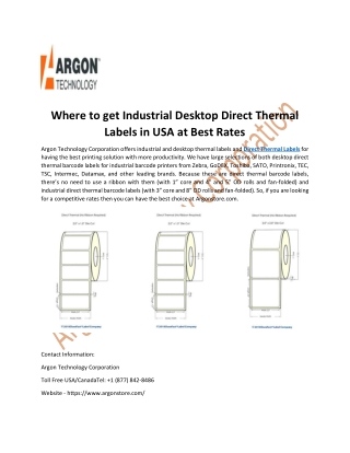 Where to get Industrial Desktop Direct Thermal Labels in USA at Best Rates