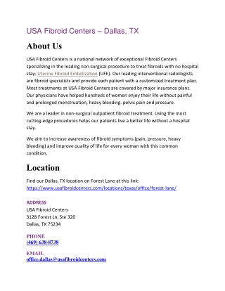 USA Fibroid Centers – Dallas, TX