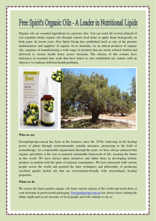 Free Spirit's Organic Oils - A Leader in Nutritional Lipids