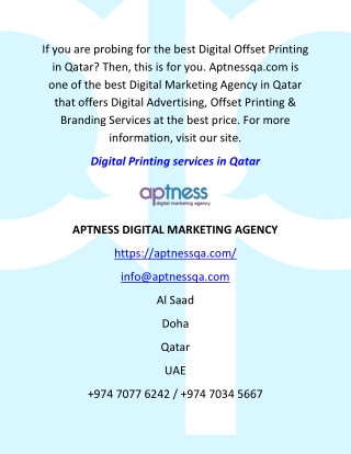 Cheap Digital Printing Services In Qatar | Aptnessqa