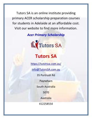 Acer Primary Scholarship | Tutorssa.com.au