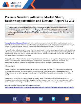 Pressure Sensitive Adhesives Market Share, Business opportunities and Demand Report By 2024