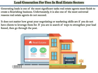 Lead Generation For Free In Real Estate Sectors