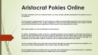 Aristocrat Pokies Online