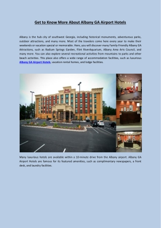 Top-rated Albany GA Airport Hotels