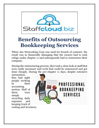 Benefits of Outsourcing Bookkeeping Services