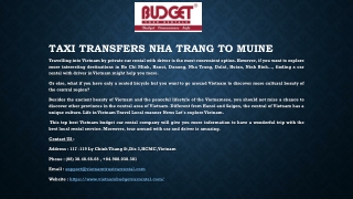 Taxi Transfers Nha Trang To Muine