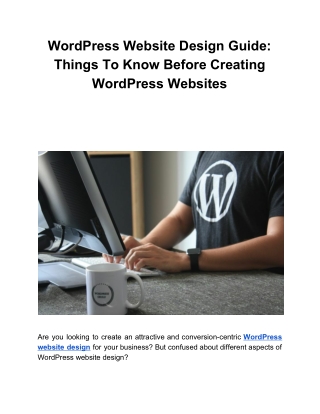 WordPress Website Design Guide: Things To Know Before Creating WordPress Websites