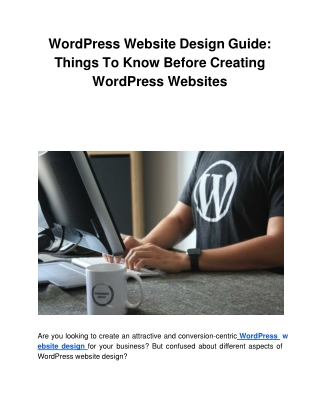 WordPress Website Design Guide: Things To Know Before Creating WordPress Websites