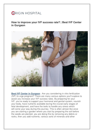 How to improve your IVF success rate? | Best IVF Center in Gurgaon