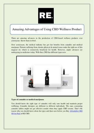 Amazing Advantages of Using CBD Wellness Product