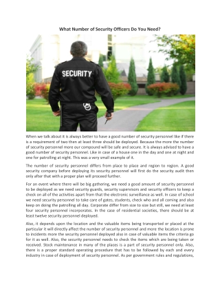 What Number of Security Officers Do You Need?