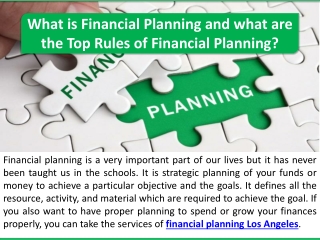 What is Financial Planning and what are the Top Rules of Financial Planning?
