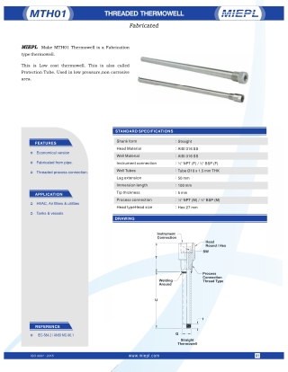 MTH01 Threded Thermowell - Fabricated | MIEPL