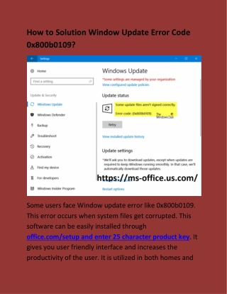 How to Solution Window Update Error Code 0x800b0109