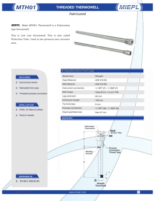 MTH01 Threded Thermowell - Fabricated | MIEPL