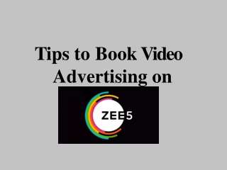 Book Video App Advertisements in Zee5
