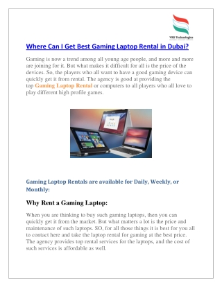 Where Can I Get Best Gaming Laptop Rental in Dubai?