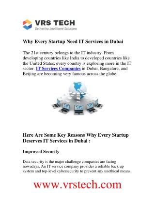 Why Every Startup Need IT Services in Dubai?