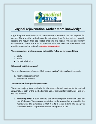 Vaginal rejuvenation-Gather more knowledge
