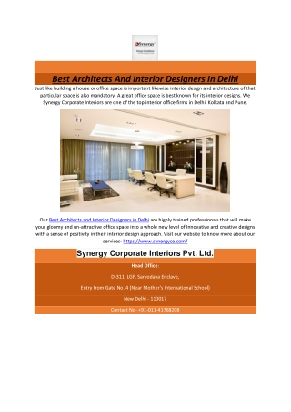 Best Architects And Interior Designers In Delhi