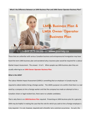 What’s the Difference Between an LMIA Business Plan and LMIA Owner Operator Business Plan?