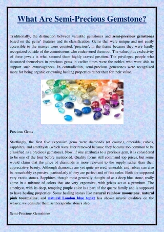 What Are Semi-Precious Gemstone?