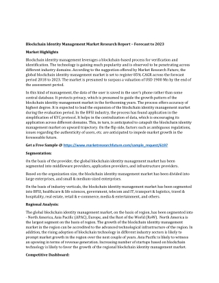 Blockchain Identity Management Market Research Report – Forecast to 2023