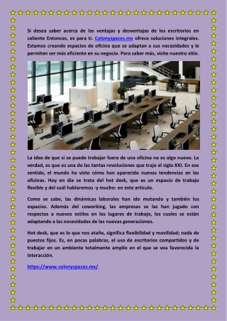 Ventajas y desventajas de Hot Desking - COLONY SPACES