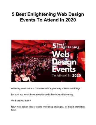 5 Best Enlightening Web Design Events To Attend In 2020
