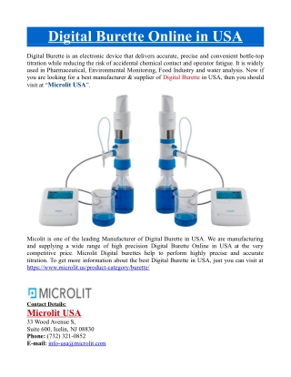 Digital Burette Online in USA