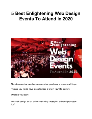 5 Best Enlightening Web Design Events To Attend In 2020