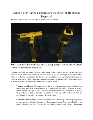 Which Long Range Cameras are the Best for Homeland Security