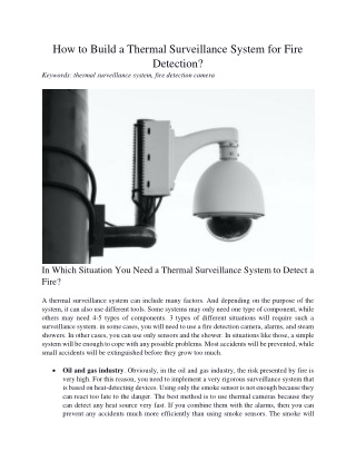 How to Build a Thermal Surveillance System for Fire Detection