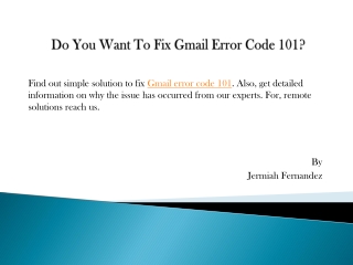 Do You Want To Fix Gmail Error Code 101?