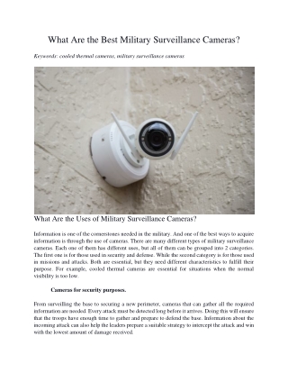What Are the Best Military Surveillance Cameras